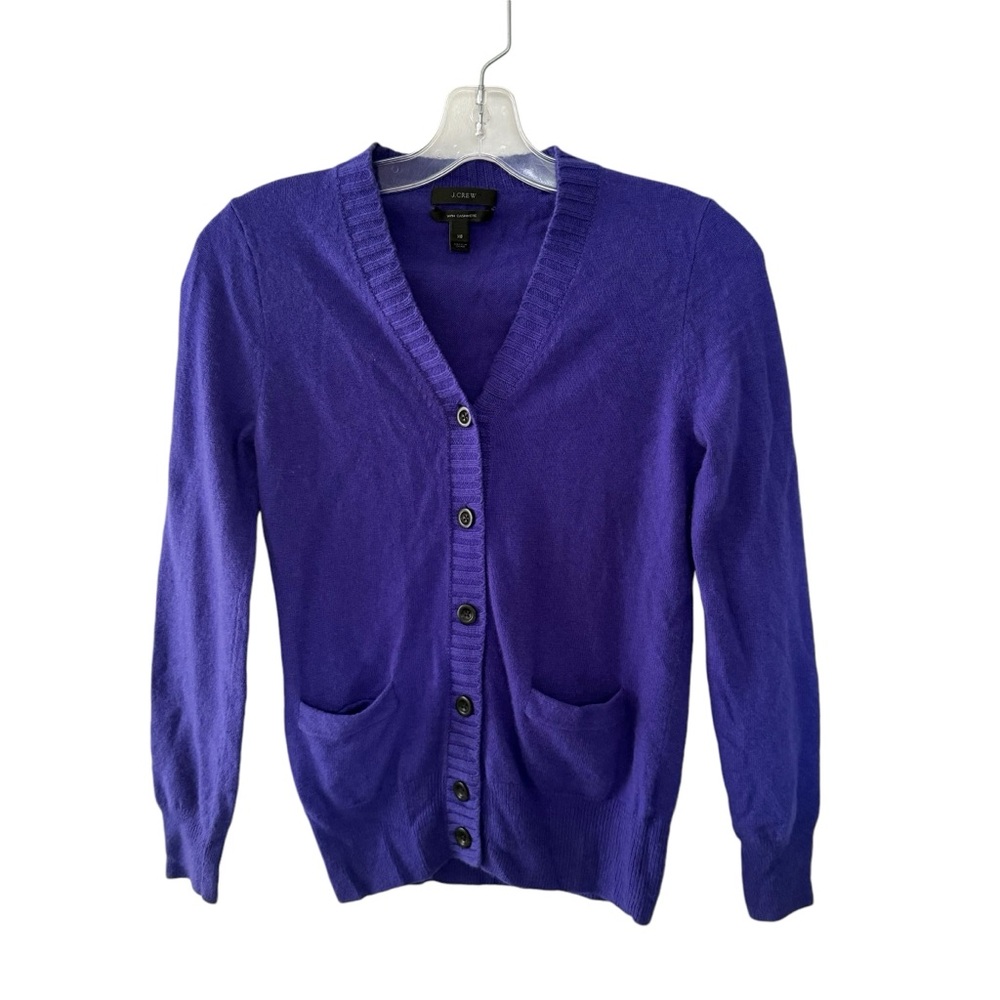 J. Crew Women’s Cashmere Wool V Neck Button Up Cardigan Purple Size XS